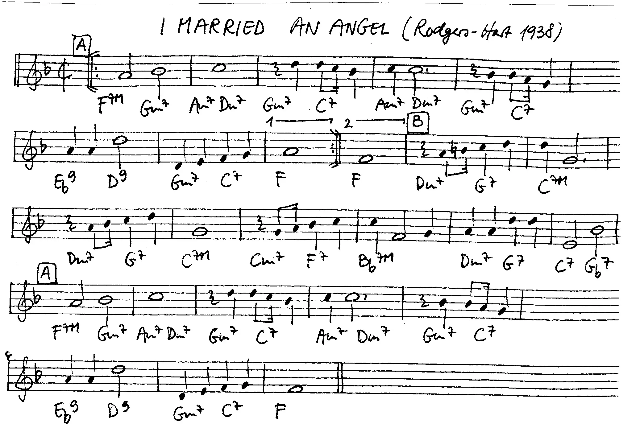 i married an angel free jazz leadsheet - Courtesy of the Jungle Jazz Band